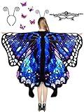 kaiolbly Adult Butterfly Wings for Women,Halloween Butterfly Cape Costume for Women Fairy Ladies Cape Nymph Pixie Cloak with Antennas Headband Mask and Hairpin Festival Cosplay