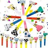 Skylety 20 Pcs Blowouts Noisemakers Funny Birthday Halloween Blowouts Blow Horns Colorful Noisemakers Whistles Noise Makers for 2024 Birthday Halloween Fall Christmas Wedding Party Supplies