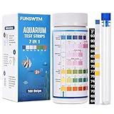 Aquarium Test Strips for Freshwater Fish: 7 in 1 Fish Tank Water Testing Kit for Aquarium Pond - Accurate Testing Nitrate Nitrite Hardness Free Chlorine pH Carbonate Total Alkalinity-100 Strips