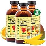 CHILDLIFE ESSENTIALS Liquid Multi Vitamin & Mineral for Kids, Natural Orange/Mango Flavor - Gluten Free, Alcohol Free, Casein Free, Non-GMO - 8 fl. oz (Pack of 3)