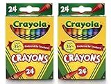 Crayola 24 Count Box of Crayons Non-Toxic Color Coloring School Supplies (2 Packs)