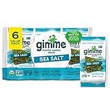 Gimme Seaweed - Sea Salt - 6 Count - Organic Roasted Seaweed Sheets - Keto, Vegan, Gluten Free - Great Source of Iodine & Omega 3’s - Healthy On-The-Go Snack for Kids & Adults