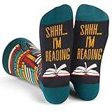 Lavley - Nerd Socks - Funny Gifts for Book Lovers, Music Lovers, Men and Women (US, Alpha, One Size, Regular, Regular, Shhh I'm Reading)