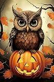 Texupday Halloween Owl Pumpkin Fallen Leaves Decoration Vertical Garden Flag Fall Thanksgiving Holiday Rustic Farmhouse Party Outdoor Yard Banner 12" x 18"