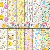 Welpurch 24 Sheet Easter Pattern Scrapbook Paper, 12 Designs Happy Easter Spring Decoupage Origami Paper, Double-Sided Bunny Rabbit Egg Craft Papers Making Card for DIY Party Decor Supplies,12x12in