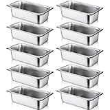 10 Pack Hotel Pans Stainless Steel Steam Table Pan 1/3 Size, 0.8 mm Thick Steam Pan Anti Jam Warming Pans for Food Warmer Restaurant Catering Supplies, 12.8 x 6.9 Inch (Standard,4 Inch Deep)