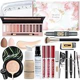 YBUETE Makeup Kit, Makeup Set for Women, Makeup Present for Women Teen Girl, Eyeshadow Foundation CC Cream Face Primer, Makeup Brush Sponge, Lipstick, Eyebrow Soap Pencil Mascara Eyeliner Cosmetic bag