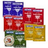 Red Star Sampler Wine Yeast (10 Pack) - Great for Making Wine Cider Mead Kombucha at Home - 5 g Sachets - Saccharomyces cerevisiae - Sold by CAPYBARA Distributors Inc.