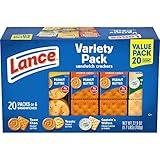 Lance Sandwich Crackers, Variety Pack, 3 Flavors, 20 Individually Wrapped Packs, 6 Sandwiches Each