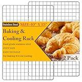 2PCS Cooling Racks for Cooking and Baking - 10" x 15"Heavy Duty Stainless Steel Wire Rack for Baking, Grilling, Roasting - Oven & Dishwasher Safe - Fits Jelly Roll Sheet Pan