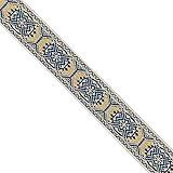 Designer’s Shop Jacquard Metallic Bohemian Geometric Ribbon Trim 1-1/16" (28mm) x 5 Yards DIY for Sewing Crafting (Slate Blue/Gold) JL 117 Home Decor Trim