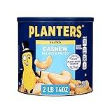 PLANTERS Salted Cashew Halves & Pieces, Party Snacks, Plant-Based Protein, 2 Lb 14 Oz Canister