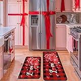 Flippana 2 Pcs Valentine Kitchen Rugs and Mats for Floor Non-Slip Backing Mat Anti Fatigue Kitchen Rug Sets with Runner Valentine Anniversary Wedding Decor for Home Kitchen (17"x47.2"+17"x30")