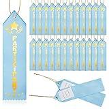 Zeyune 50 Pieces Participant Award Ribbon with Event Card and String Participant Star Point Top Award Ribbon Blue Participation Ribbon for School Competition Contest Office Team Kids Student Trophy