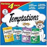 TEMPTATIONS Classic Crunchy and Soft Cat Treats Feline Favorite Variety Pack, (4) 3 oz. Pouches