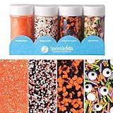 Sweets Indeed Sprinkles, Halloween Sprinkles, Candy Eyeballs, 4 Pack, 10.90 ounces, Edible Sprinkle Mix, Perfect for Cake Decorations, Baking, Ice Cream, Cookies, Cupcake Topper, 10.90 ounces (Halloween)