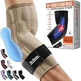 DR. BRACE® ELITE Elbow Brace support, Breathable Elbow Compression Sleeve with Gel Pad for Golfer's, Tennis Elbow & Tendonitis Treatment & Pain Relief - With Removable Arm Wrap for Daily Wear / Weightlifting / Sport 2024 (Beige, Large)