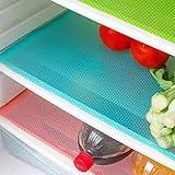 AKINLY 9 Pack Refrigerator Mats,Washable Fridge Mats Liners Easy to Clear Fridge Pads Mat Shelves Drawer Table Mats Refrigerator Liners for Shelves,3Red/3Green/3Blue