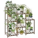 Bamworld Plant Stand Indoor Plant Shelf Outdoor Wood Plant Rack for Multiple Plants 3 Tiers Ladder Plant Holder for Living Room Patio Boho Home Decor for Gardening