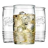 Glaver's Set of 8 Tumbler Glass Cups 20 OZ Mason Stemless Tall Drinking Glasses For Everyday Use, Modern yet Vintage Original Mason Logo Glassware for Bar, Water, Beer, Juice.