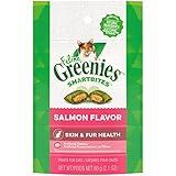 Greenies Feline Smartbites Skin & Fur Crunchy and Soft Natural Cat Treats, Salmon Flavor, 2.1 oz. Pack