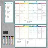 MaxGear Magnetic Fridge Calendar for Refrigerator, 17" x 12" Monthly Dry Erase Calendar Whiteboard & Weekly Dry Erase Board for Wall，Fridge Planner Organizer with 7 Markers, 1 Eraser, 1 Shopping List