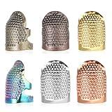 Tyqour 6Pcs Sewing Thimble, Metal Adjustable Thimbles for Hand Sewing, Thimbles for Hand Quilting, Sewing Thimble Finger Protector, DIY Sewing Tools Accessories for Needlework Hand Embroidery Craft