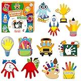 WATINC Back to School Handprint Art Craft - 12Pcs First Day of School Themed Easy DIY Kit, Pencil Bus Schoolbag Arts Supplies Preschool Classroom Hand Print Activity Party Favors for Kids Toddlers