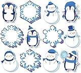 Whaline 24Pcs Christmas Sticky Note 12 Designs Winter Cartoon Self-Stick Notepads Snowman Snowflake Penguin Decorative Memo Pad Notes Removable for Xmas Work Study Home Office Classroom