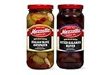 Mezzetta Napa Valley Bistro Olives (2 Pack) | Italian Olive Antipasto with Chardonnay & Herbs 16 oz, Pitted Kalamata Olives with Cabernet & Herbs 16 oz