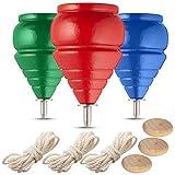 Authentic Spinning Tops Classic Wooden Trompos [Set of 3]