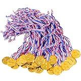 KISEER 40 Pieces Plastic Gold Winner Award Medals Bulk for Sports, Games Competitions, Party Favors and Decorations