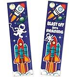 Astronaut Rocket Ship Bookmarks for Kids - (Bulk Pack of 24 Bookmarks) Blast Off Into Reading - Outer Space Galaxy Theme - Summer Reading Program - Library Student Incentives Prizes Party Favors