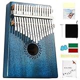 FLSEPAMB Kalimba 17 Key Thumb Piano with Mahogany Wood Portable Mbira Finger Piano Gifts for Kids and Piano Beginners Professional (Blue)