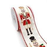 Designer’s Shop Christmas Holiday Wired Edge Ribbon 2.5” x 10 Yard for DIY Crafting, Home Décor WR 63-5160 (Nutcracker)