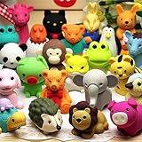 URSKYTOUS 60Pcs Animal Erasers Desk Pets for Kids Pencil Bulk Puzzle Erasers Toys Gifts for Classroom Prizes,Game Reward,Treasure Box,Easter Egg Fillers,Goodie Bag Stuffers,Party Favors