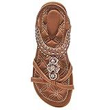 Alicegana Womens Sandals Shoes Comfort Walking with Non Slip on Casual Summer Beach Shoes Dress Ankle Elastic Jeweled Bohemian Flats