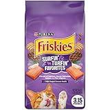 Purina Friskies Dry Cat Food, Surfin' & Turfin' Favorites - (Pack of 4) 3.15 lb. Bags