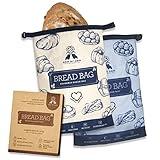 GRIN BY GRIN- 2 Packs Bread Bags, Zipper Reusable Bread Bags for Homemade Bread Loaf, Freezer Bread Storage Bag, Bread Container, Fresh Keeping Extra Large Bread Bags, Reusable Food Storage Bag