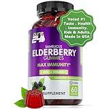 Cure24 Sambucus Elderberry Gummies for Adults & Kids, Black Elderberry Vitamin C and Zinc Supplements, Triple Immune Support Supplement, 60 Chews, Made in USA