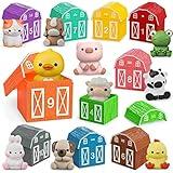 Learning Toy for Toddlers 1 2 3 Year Old, 10 Farm Animal Toys & 10 Barns, Counting, Matching & Sorting Montessori Educational Sensory Toys, Christmas Birthday Easter Gift for Baby Boy Girl 1-3