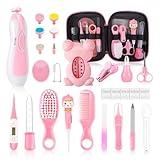 Baby Healthcare and Grooming Kit,27 in 1 Baby Electric Nail Trimmer Set, Baby Grooming Kit,Newborn Nursery Health Care Set,Infant Comb,for Newborn Infant Toddler Kids (Pink)