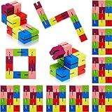 Wooden Toy Twist Block Cubes Puzzle Sensory Toys for Teens Party Favors for Boys and Girls (12 Pieces)