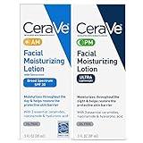 CeraVe Day & Night Face Lotion Skin Care Set | Contains AM with SPF 30 and PM Face Moisturizer | Fragrance Free