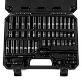 Reniteco 50-Piece 3/8" Drive Socket Set, SAE (5/16"-3/4") & Metric (8mm-22mm), Deep & Shallow, 72-Tooth Ratchet Wrench, Extension Bars, 1/2" F to 3/8" M Reducer, Universal Joint & Power Drill Adapter