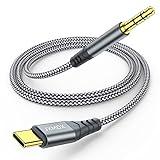 JXMOX USB C to 3.5mm Audio Aux Jack Cable (4ft), Type C to 3.5mm Headphone Car Stereo Cord Compatible with iPhone 16 Pro Max 15 Pro Max, Samsung Galaxy S24 S23 S22 S21 Note 20, Pixel 4 5 XL, iPad Pro