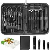 Manicure Set, Professional Nail Clippers Pedicure Kit 26 Pieces Nail Care Tools for Travel & Grooming (Black)