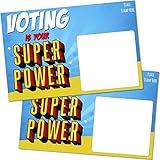 100 Bulk Voter Postcards 4x6” - Voting is Your Superpower Superhero Theme - Uncoated Cardstock for No Smearing and Blank Backside of Card to Write a Longer Message to Voters