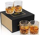 KANARS Old Fashioned Whiskey Glasses with Luxury Box - 10 Oz Rocks Barware For Scotch, Bourbon, Liquor and Cocktail Drinks - Set of 4 - Men Gift