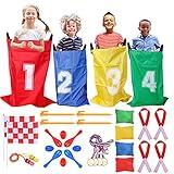 GOLDGE Outdoor Games for Kids 3-7, Potato Sack Race Bags, 3 Legged Race Bands, Yard games, Carnival Games for Kids Party, Camping Games, Egg Spoon Relay, Field Day Games, Easter Games Activities